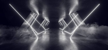 Duman Neon Lazer Parlayan Beyaz Sci Fi Fütüristik Grunge Beton