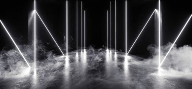 Duman Neon Lazer Parlayan Beyaz Sci Fi Fütüristik Grunge Beton