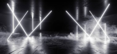 Duman Neon Lazer Parlayan Beyaz Sci Fi Fütüristik Grunge Beton