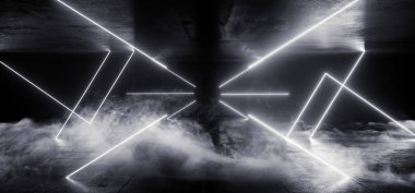 Duman Neon Lazer Parlayan Beyaz Sci Fi Fütüristik Grunge Beton