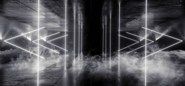 Duman Neon Lazer Oklar Parlayan Beyaz Sci Fi Fütüristik Grunge 