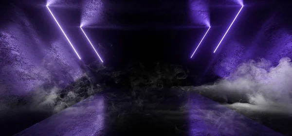 Couloir Triangle Bleu Violet Fluo Laser Fumée Sci Fi Fu — Photo