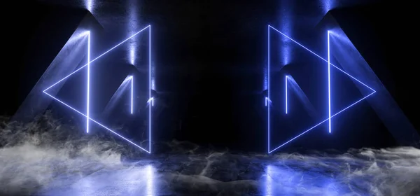 Smoke Neon Laser Glowing Blue Arrows Sci Fi Futuristic Grunge Co