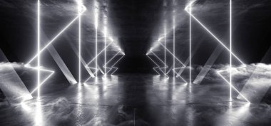 Duman Neon Lazer Parlayan Beyaz Sci Fi Fütüristik Grunge Beton