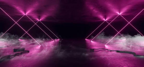 연기 공상 과학 Fi 네온 빛나는 빛 보라색 핑크 보라색 배경 — 스톡 사진