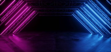 Neon Parlayan Mor Mavi Canlı Bilim kurgu Fütüristik Sahne Podyum 