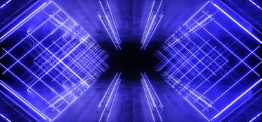 Neon Parlayan Mor Canlı Bilim Kurgu Fütüristik Sahne Podyum Const