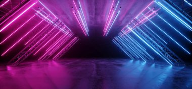 Neon Parlayan Mor Mavi Canlı Bilim kurgu Fütüristik Sahne Podyum 