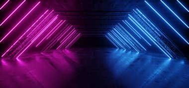 Neon Parlayan Mor Mavi Canlı Bilim kurgu Fütüristik Sahne Podyum 