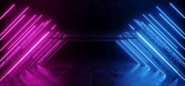 Neon Parlayan Mor Mavi Canlı Bilim kurgu Fütüristik Sahne Podyum 