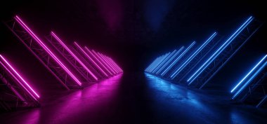 Neon Parlayan Mor Mavi Canlı Bilim kurgu Fütüristik Sahne Podyum 