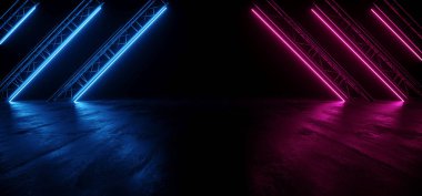 Neon Parlayan Mor Mavi Canlı Bilim kurgu Fütüristik Sahne Podyum 