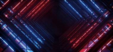 Neon Parlayan Mor Mavi Canlı Bilim kurgu Fütüristik Sahne Podyum 