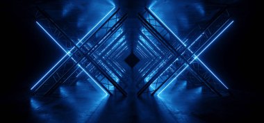 Neon Parlayan Mavi Canlı Bilim kurgu Fütüristik Sahne Podyum Constru
