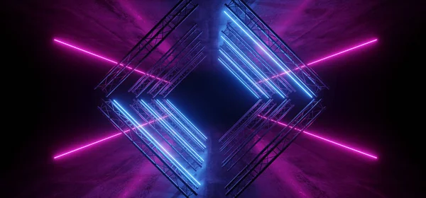 Neon izzó lila kék élénk sci fi futurisztikus színpad Podium — Stock Fotó