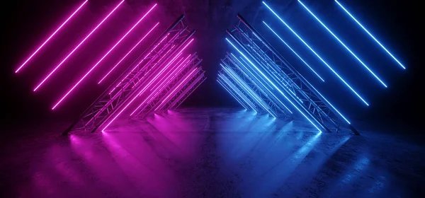 Neon glödande lila blå pulserande Sci Fi futuristiska scenen podium — Stockfoto