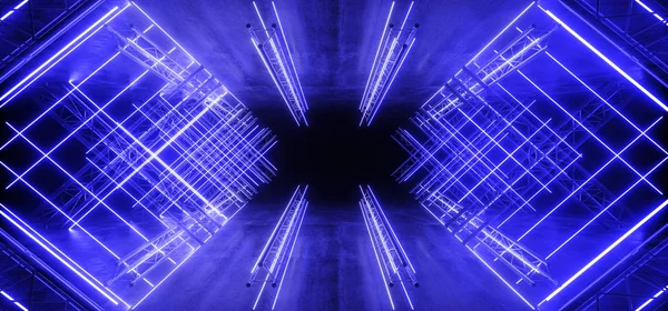 Neon glühende violette vibrierende Science-Fiction-futuristische Bühne Podium const — Stockfoto