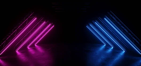 Neon Parlayan Mor Mavi Canlı Bilim kurgu Fütüristik Sahne Podyum — Stok fotoğraf