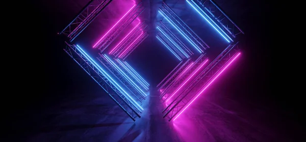 Neon Glowing Purple Blue Vibrant Sci Fi Futuristic Stage Podium — Stock Photo, Image