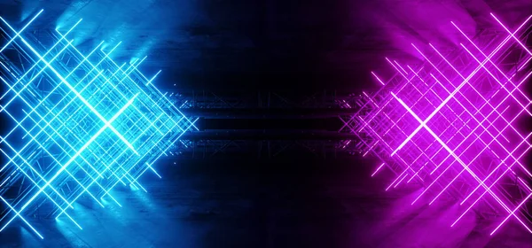 Неон світиться фіолетовий синій живий Sci Fi футуристичний етап подіум — стокове фото