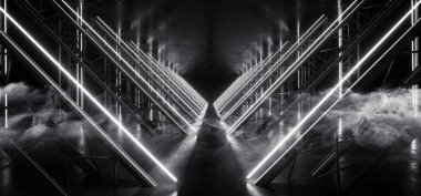 Duman Bilimi Üçgeni Beyaz Neon Lazer Işın Işınlama İnşaatı 