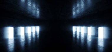 Karanlık Boş Bilim Kurgu Fotografı Geleceğin Beton Mağazası Silindir Tüpü 