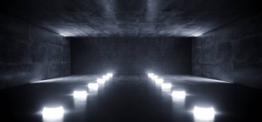 Karanlık Boş Bilim Kurgu Fotografı Geleceğin Beton Mağazası Silindir Tüpü 