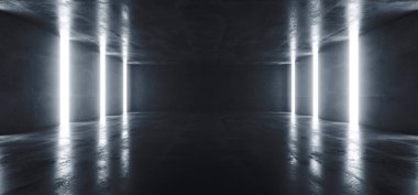 Beton Grunge Büyük Salon Tüneli Uzaylı Koridoru Boş Geleceği 