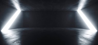 Beton Grunge Büyük Salon Tüneli Uzaylı Koridoru Boş Geleceği 