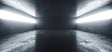 Beton Grunge Büyük Salon Tüneli Uzaylı Koridoru Boş Geleceği 