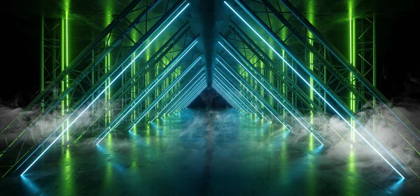Smoke Sci Fi Triangle Blue Green Neon Laser Arch Beam Constructi