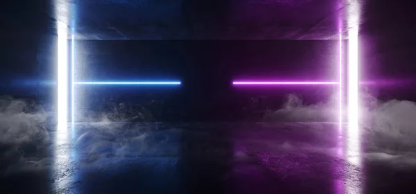 Smoke Neon Dark Sci Fi Futurista láser brillante Purple Blue Line —  Fotos de Stock