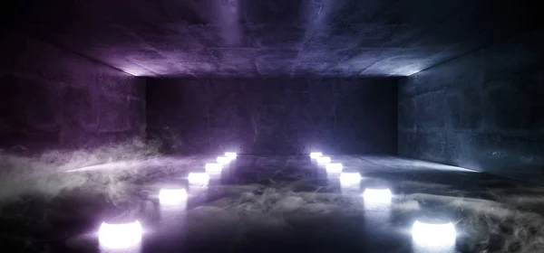 Cilindro vazio escuro da sala de Grunge do concreto futurista do Sci Fi da fumaça — Fotografia de Stock