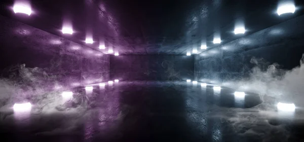 Cilindro vazio escuro da sala de Grunge do concreto futurista do Sci Fi da fumaça — Fotografia de Stock