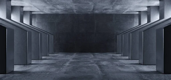 Grunge concreto grande corridoio corridoio corridoio alieno vuoto futuristico — Foto Stock