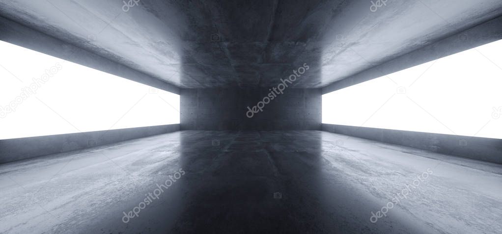 Concrete Grunge Big Hall Tunnel Alien Corridor Empty Futuristic 