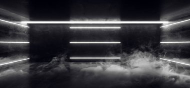 Smoke Sci Fi Futuristik Neon Parlayan Beyaz Lazer Çizgileri Yansıması