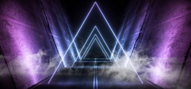 Smoke Sci Fi Fütürist Asfalt Çimento Yolu Çift Çizgili Beton