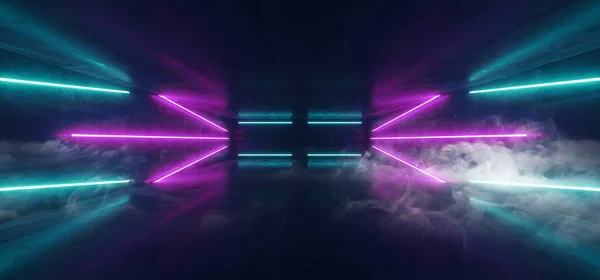Smoke Sci Fi Futuristic Neon Glowing Purple Blue Laser Lines Ref