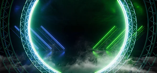 Smoke Circle Construction Gate Sci Fi Futuristic Neon Glowing Gr