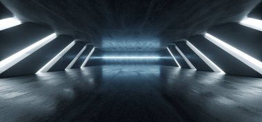 Uzaylı Bilimi Kurgu Karanlık Geleceğin Boş Beton Yansıtıcı Gr