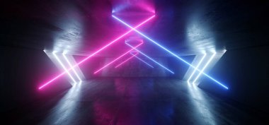 Gelecekçi Mor Mavi Neon Uzaylı Bilim Kurgu Karanlık Çimento Concr