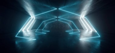 Gelecekçi Mavi Neon Uzaylı Bilim Kurgu Kara Çimento Beton Hakemi