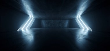 Uzaylı Bilimi Kurgu Karanlık Geleceğin Boş Beton Yansıtıcı Gr