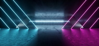 Gelecekçi Mor Mavi Neon Uzaylı Bilim Kurgu Karanlık Çimento Concr