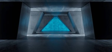 Mavi Çimento Tüneli Koridoru Koyu Beton Grunge Undergrou