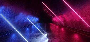 Bilim Kurgu Mor Mor Neon Lazer Parlak Tünel Koridoru