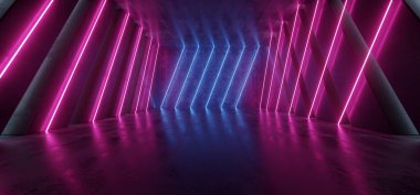 Büyük Salon Neon Lazer Mor Mavi Çizgiler Fütürist Bilim Kurgu