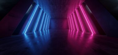 Büyük Salon Neon Lazer Mor Mavi Çizgiler Fütürist Bilim Kurgu