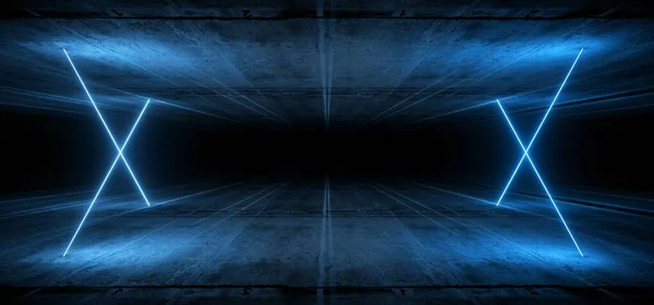 Mörk betong futuristisk Sci Fi Alien Rymdskepp Tunnel Undergrou — Stockfoto